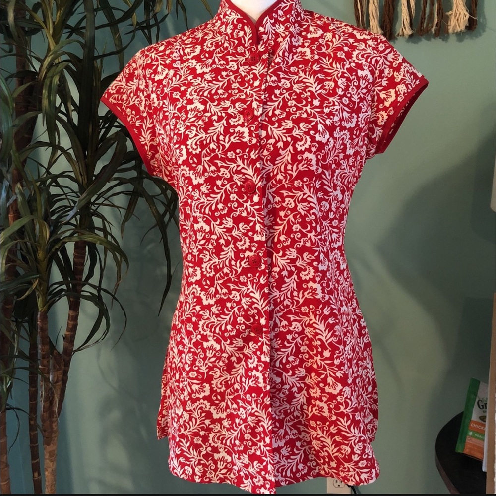 Vintage red floral mini dress